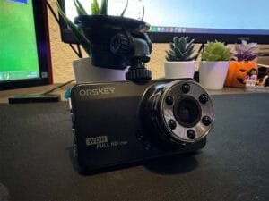 best dash cam for new drivers on a desk