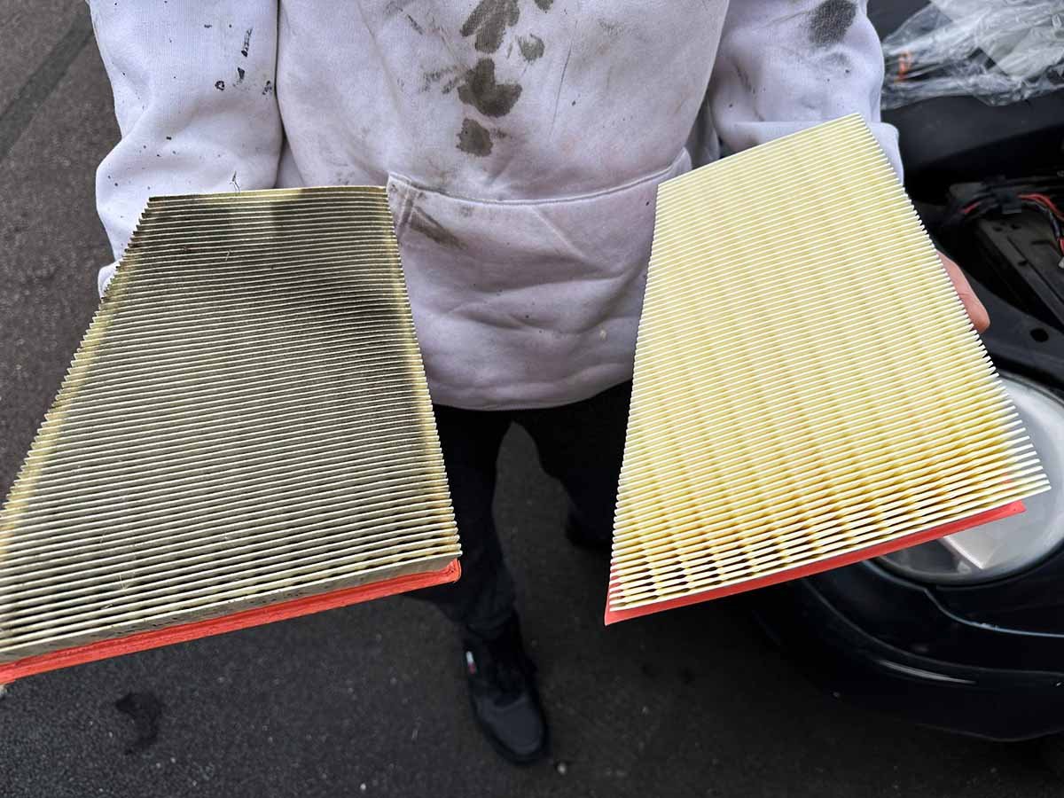 old air filter vs new air filter comparison